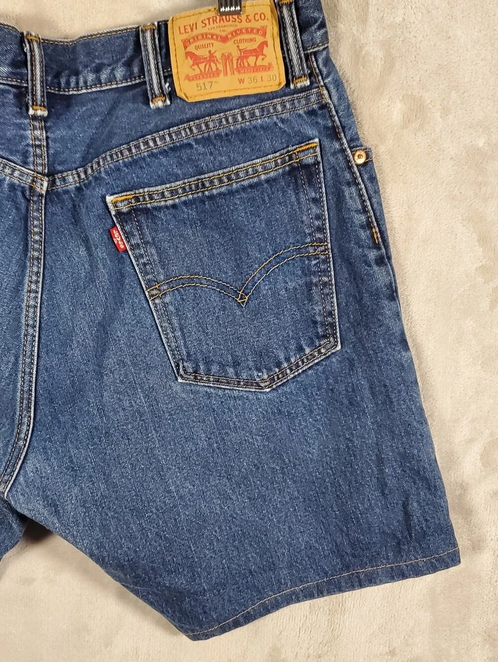 Levi's 517 Men's W36 Dark Wash Denim Jean Shorts Y2K Western Workwear Vintage